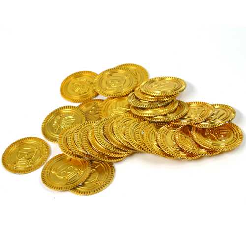monedas de plástico dorado